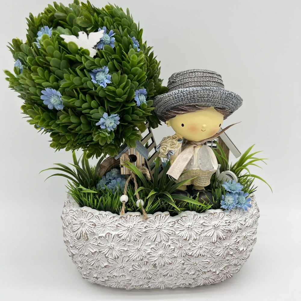 🌿👦 Dekorační aranžmá s chlapečkem 👦🌿