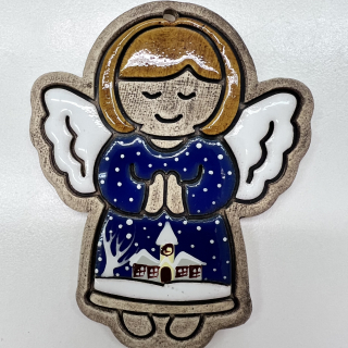 DEKORACE KERAMICKÝ ANDÍLEK ZIMNÍ MOTIV