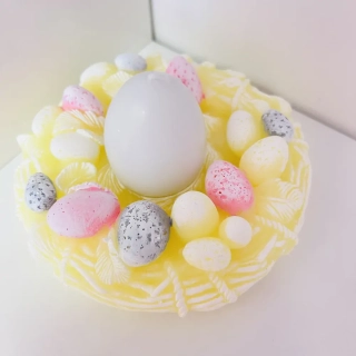 SVÍČKA VAJÍČKO SE SVÍCNEM BARVA ŽLUTÁ