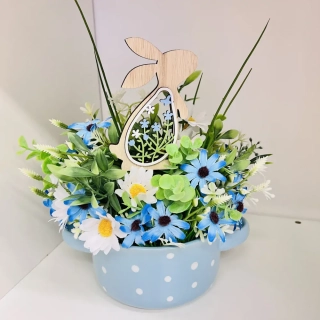 JARNÍ DEKORACE ZDOBENÝ RENDLÍČEK MODRÝ