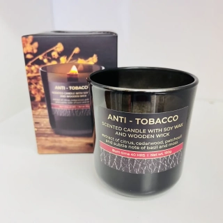 SVÍČKA VE SKLE S DŘEVĚNÝM KNOTEM