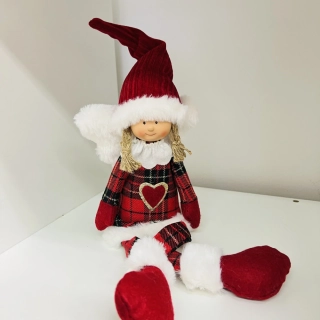 ZIMNÍ DEKORACE ANDĚLKA SEDÍCÍ ČERVENÁ