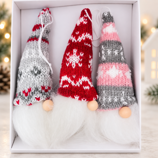 🎄 Zimní dekorace – sada 3 závěsných skřítků