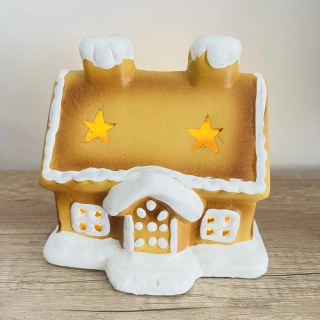 ZIMNÍ DEKORACE PERNÍKOVÝ DOMEK NA ČAJOVOU SVÍČKU