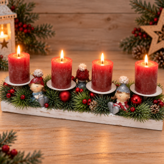 DEKORACE ZIMNÍ ADVENTNÍ SVÍCEN ROVNÝ