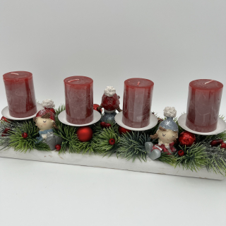 DEKORACE ZIMNÍ ADVENTNÍ SVÍCEN ROVNÝ