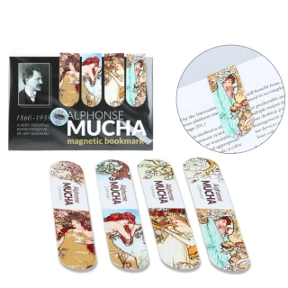 SADA MAGNETICKÝCH ZÁLOŽEK MOTIV ALFONSE MUCHA - ČTYŘI KUSY