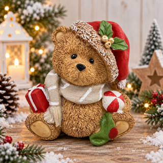 🎄 Vánoční figurka medvídka s dárečky 🎄