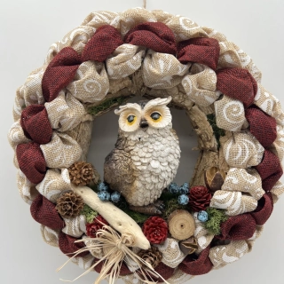 DEKORATIVNÍ PODZIMNÍ VĚNEC NA DVEŘE S FIGURKOU 