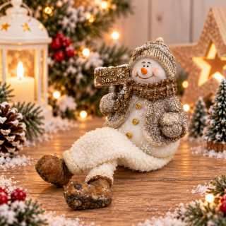 ⛄ Figurka sněhulák se zlatými doplňky ✨