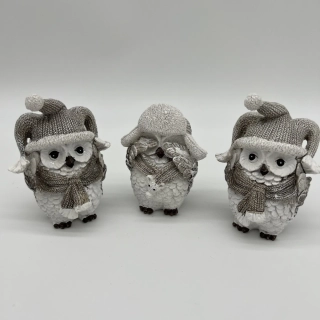 ZIMNÍ DEKORACE FIGURKA SOVY - MIX DRUHŮ