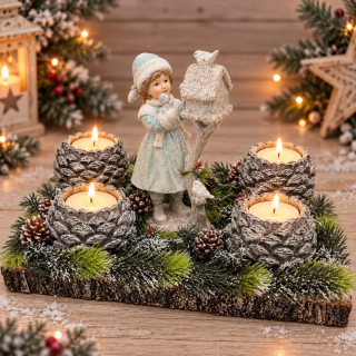 ZIMNÍ DEKORACE ADVENTNÍ SVÍCEN NA ČAJOVÉ SVÍČKY