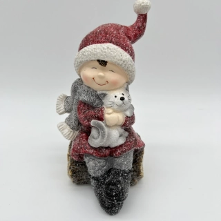 ZIMNÍ DEKORACE FIGURKA CHLAPCE 