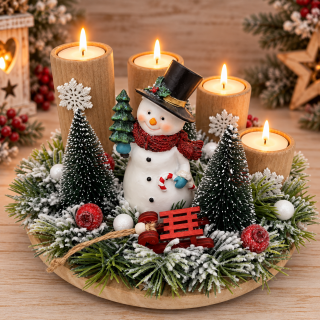 ZIMNÍ DEKORACE ADVENTNÍ SVÍCEN NA ČAJOVÉ SVÍČKY 