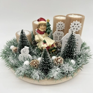 ZIMNÍ DEKORACE ADVENTNÍ SVÍCEN NA ČAJOVÉ SVÍČKY 