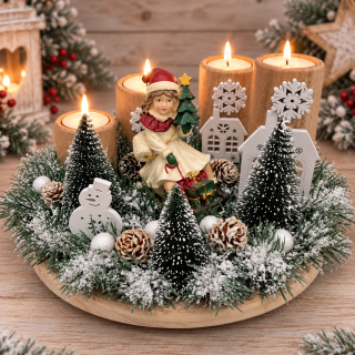 ZIMNÍ DEKORACE ADVENTNÍ SVÍCEN NA ČAJOVÉ SVÍČKY 