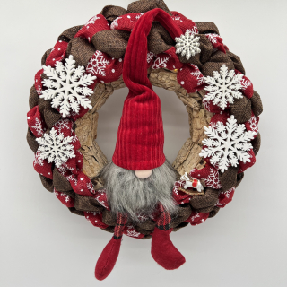 🎄 Vánoční věnec se skřítkem a LED osvětlením