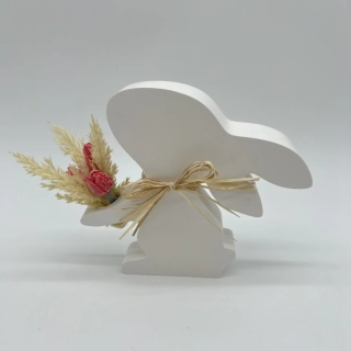 🐰🌾 Keraflotový stojící zajíček s kytičkou v rukách – 14,5 cm 🌾🐰