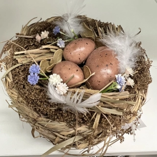 🐣🌾 Velikonoční hnízdo se třemi vajíčky – 14 cm 🌾🐣