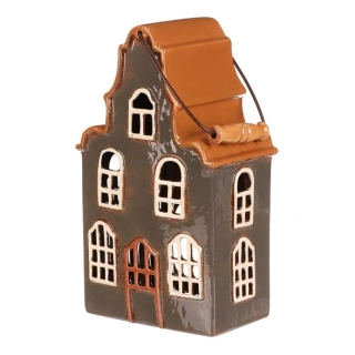 🏠 Keramický domeček – tmavě šedý s hnědou střechou