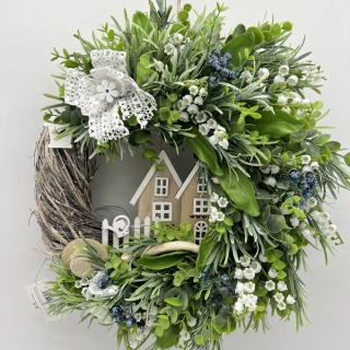 🌿🏡 Dekorační věnec s domečky 🏡🌿