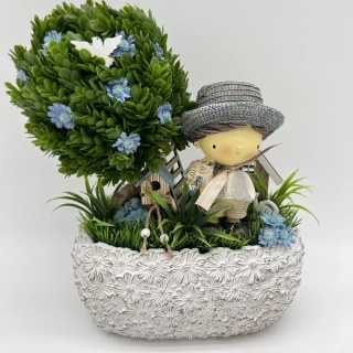 🌿👦 Dekorační aranžmá s chlapečkem 👦🌿