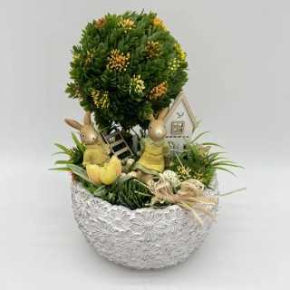 🐰🌿 Dekorační aranžmá se zajíčky a stromkem 🌿🐰