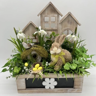 🏡🐰 Dekorační dřevěný domek se zajíčkem 🐰🏡