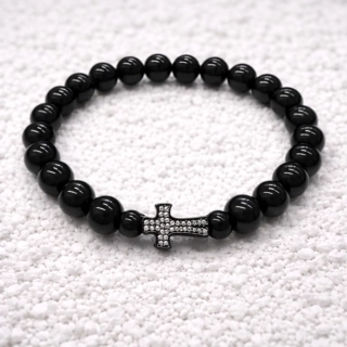 🖤 Náramek Onyx – Křížek se zirkony 🖤