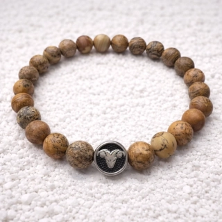 🤎 Pánský náramek Matný jaspis – Znamení zvěrokruhu 🤎