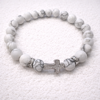 🤍 Náramek Howlit mat – Křížek 🤍