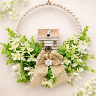 🌿 Jarní věnec s domečkem 🏡