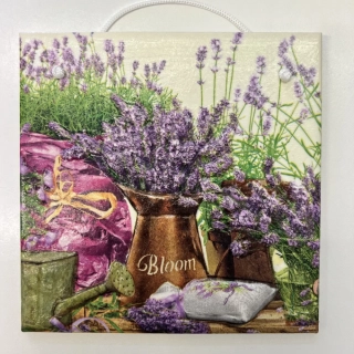 💜 Zdobená keramická dlaždice – Levandulová zahrada 🌸