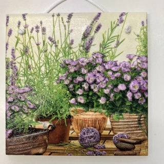 💜 Zdobená keramická dlaždice – Levandulové květináče 🌸