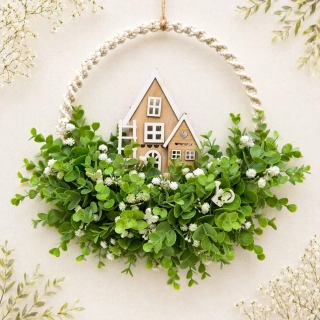 🌿 Jarní věnec s domečky 🏡
