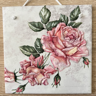 💜✨ Dlaždice zdobená technikou Decoupage 3D ✨💜