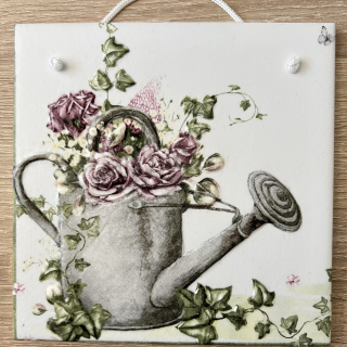 💜✨ Dlaždice zdobená technikou Decoupage 3D ✨💜