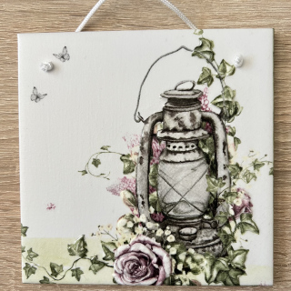 💜✨ Dlaždice zdobená technikou Decoupage 3D ✨💜