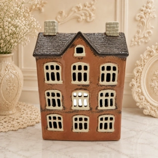 🏡 Keramický domeček na svíčku – hnědý 🏡