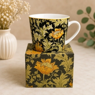 🌼☕ Carmani® – Velký porcelánový hrnek William Morris „Chrysanthemum“ v dárkové krabičce, 610 ml 🎁✨