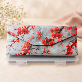 🌸🌺 Skládací pouzdro na brýle Carmani® – Červené květy 🌺🌸