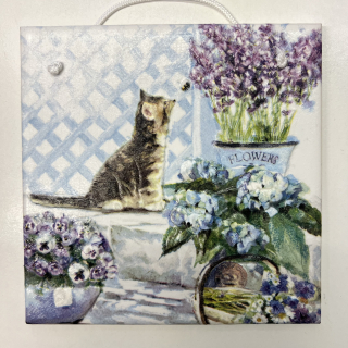 💜✨ Dlaždice zdobená technikou Decoupage 3D ✨💜