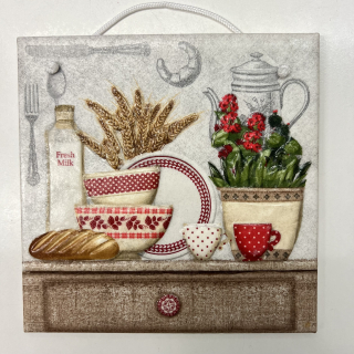 🍞🌾 Keramická dlaždice zdobená technikou Decoupage 3D 🌾🍞