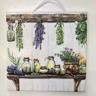 🌿💜 Dekorativní keramická dlaždice – bylinky 💜🌿