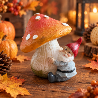 🍄 Podzimní dekorace – skřítek s houbou