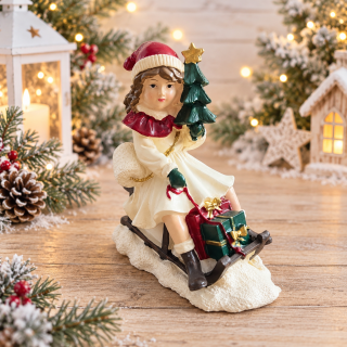 🎄 Vánoční dekorace – holčička na sáňkách