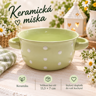💚 Keramická miska s puntíky a oušky 💚