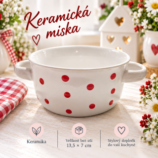 ❤️ Keramická miska s puntíky a oušky ❤️