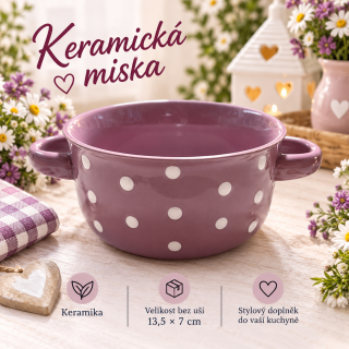 💜 Keramická miska s puntíky a oušky 💜