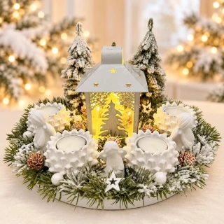 🤍🕯️ Adventní věnec s lucernou a andílky